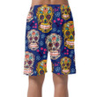 Sugar Skull Mexican With Floral On Blue Background Can Be Custom Photo 3D Men's Shorts