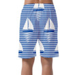 Summer Holiday Ornamental Abstract Background With Sailboats Blue Waves Can Be Custom Photo 3D Men's Shorts
