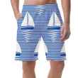 Summer Holiday Ornamental Abstract Background With Sailboats Blue Waves Can Be Custom Photo 3D Men's Shorts