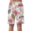 Retro Background With Pink Flamingo And Tropical Leaves Can Be Custom Photo 3D Men's Shorts