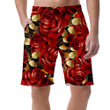 Romantic Floral Red Roses With Gold Leaves And Antique Ornaments Can Be Custom Photo 3D Men's Shorts