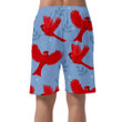 Red Cardinal Bird And Little Leaves Can Be Custom Photo 3D Men's Shorts