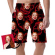 Red Outline Human Skull On Black Background Can Be Custom Photo 3D Men's Shorts