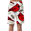 Red Cardinal Bird And Leaf Cartoon Style Can Be Custom Photo 3D Men's Shorts