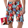 Stripes And Stars Pattern On Embroidery Shields And Stars Can Be Custom Photo 3D Men's Shorts