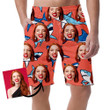 Sketch Pattern Of Blue Shark On Orange Background Design Can Be Custom Photo 3D Men's Shorts