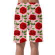 Red Rose Flower Bouquet Spreads Leaves On Light Pink Striped Can Be Custom Photo 3D Men's Shorts