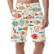 Sea Fishes Themed Pattern With Diving Dolphins On White Background Can Be Custom Photo 3D Men's Shorts