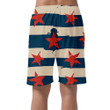 Retro Vintage Blue And Beige Striped With Red Stars Can Be Custom Photo 3D Men's Shorts