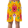 Sugar Skulls Mexican And Flowers On Yellow Background Can Be Custom Photo 3D Men's Shorts