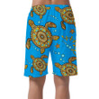 Sea Turtles Decorative And Flower On Blue Can Be Custom Photo 3D Men's Shorts