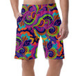 Psychedelic Texture With Colorful Flowers Leaves Branches Can Be Custom Photo 3D Men's Shorts