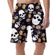 Stylized Human Skulls With Colorful Floral Can Be Custom Photo 3D Men's Shorts