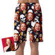 Stylized Human Skulls With Colorful Floral Can Be Custom Photo 3D Men's Shorts
