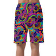 Psychedelic Texture With Colorful Flowers Leaves Branches Can Be Custom Photo 3D Men's Shorts