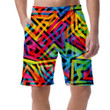 Psychedelic Style Geometric Colorful Pattern On Black Background Can Be Custom Photo 3D Men's Shorts