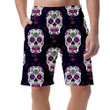 Purple Sugar Skull Mexican With Floral Ornament Can Be Custom Photo 3D Men's Shorts