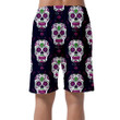Purple Sugar Skull Mexican With Floral Ornament Can Be Custom Photo 3D Men's Shorts