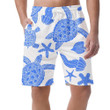 Turtles On Sea Blue Striped Texture Can Be Custom Photo 3D Men's Shorts
