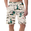 Vintage Beige Background Mountain Desert With Green Cactus Can Be Custom Photo 3D Men's Shorts