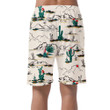 Vintage Beige Background Mountain Desert With Green Cactus Can Be Custom Photo 3D Men's Shorts