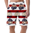 Tropical Monstera Leaf Pattern On Red Stripe Background Can Be Custom Photo 3D Men's Shorts