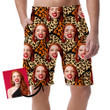 Wild African Leopard And Hearts On Orange Background Can Be Custom Photo 3D Men's Shorts
