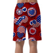 Various USA Symbols In Red And Blue Colors On Background With Holes Can Be Custom Photo 3D Men's Shorts