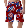 Various USA Symbols In Red And Blue Colors On Background With Holes Can Be Custom Photo 3D Men's Shorts