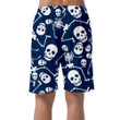 White Human Skull Skeleton On Blue Background Can Be Custom Photo 3D Men's Shorts