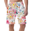 Watercolor Romantic Floral Pattern On White Background Design Can Be Custom Photo 3D Men's Shorts