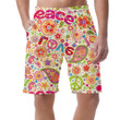 Vivid Colorful Flowers And Peace Signs Hippie Style Design Can Be Custom Photo 3D Men's Shorts