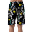 Various Tropical Plants Flowers Leaves On Black Background Can Be Custom Photo 3D Men's Shorts