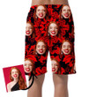 Vintage Red Floral Madala Motif On Black Background Can Be Custom Photo 3D Men's Shorts
