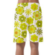 White Theme Groovy Design With Yellow And Lime Green Flowers Can Be Custom Photo 3D Men's Shorts