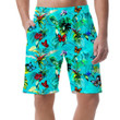 Theme Wild Flowers With Tropical Leaf And Butterfly Around On Blue Can Be Custom Photo 3D Men's Shorts
