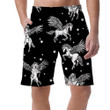 White Winged Pegasus Horses On Black Background Can Be Custom Photo 3D Men's Shorts