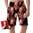 Vintage Embroidery Rippled American Flag Pattern Can Be Custom Photo 3D Men's Shorts