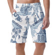 Vintage Chinese Pagoda Dragons On White Background Can Be Custom Photo 3D Men's Shorts