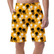 White And Black Childish Hand Drawn Sunflowers On Orange Background Can Be Custom Photo 3D Men's Shorts