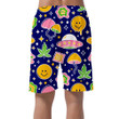 Trippy Pattern Cartoon Smiling Face Mushroon And Spaceship Can Be Custom Photo 3D Men's Shorts