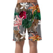 Tropical Flowers And Leopard On Geometric Houndstooth Background Can Be Custom Photo 3D Men's Shorts