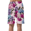 Watercolor Vintage Pink Rose Light Blue Floral Pattern Can Be Custom Photo 3D Men's Shorts