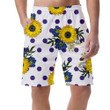 Violet Polka Dots Background With Hippie Sunflower Can Be Custom Photo 3D Men's Shorts