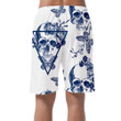 Vintage Blue Human Skull With Flowers And Butterfly (2) Can Be Custom Photo 3D Men's Shorts