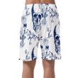 Vintage Blue Human Skull With Flowers And Butterfly (2) Can Be Custom Photo 3D Men's Shorts