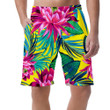 Tropical Floral Waterlily Lotus Flowers And Leaves Art Pattern Can Be Custom Photo 3D Men's Shorts