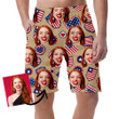 Various USA Symbols In Red And Blue Colors On Brown Background Can Be Custom Photo 3D Men's Shorts