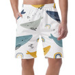 Whales And Rainbow In Scandinavian Style Sea Fishes Themed Pattern Can Be Custom Photo 3D Men's Shorts