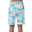 White Sunflower And Blue Bleaves On Light Blue Background Can Be Custom Photo 3D Men's Shorts